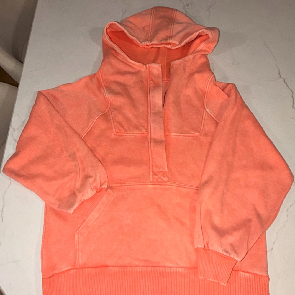 Zenana Outfitters Coral Half-Zip Hoodie - Picture 2 of 7